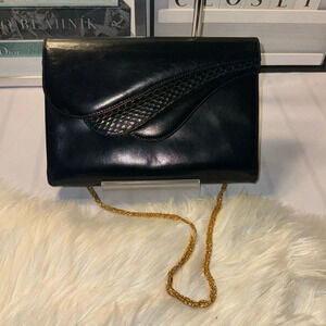 Hanae Mori gold chain strap bag/ clutch EUC